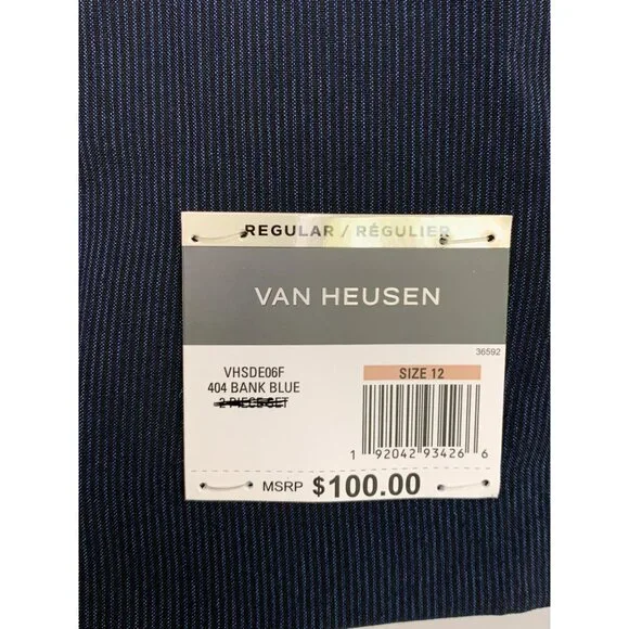 Boys Youth Van Heusen Two-Button Blazer Jacket Blue Size 12 Polyester NWT 7605